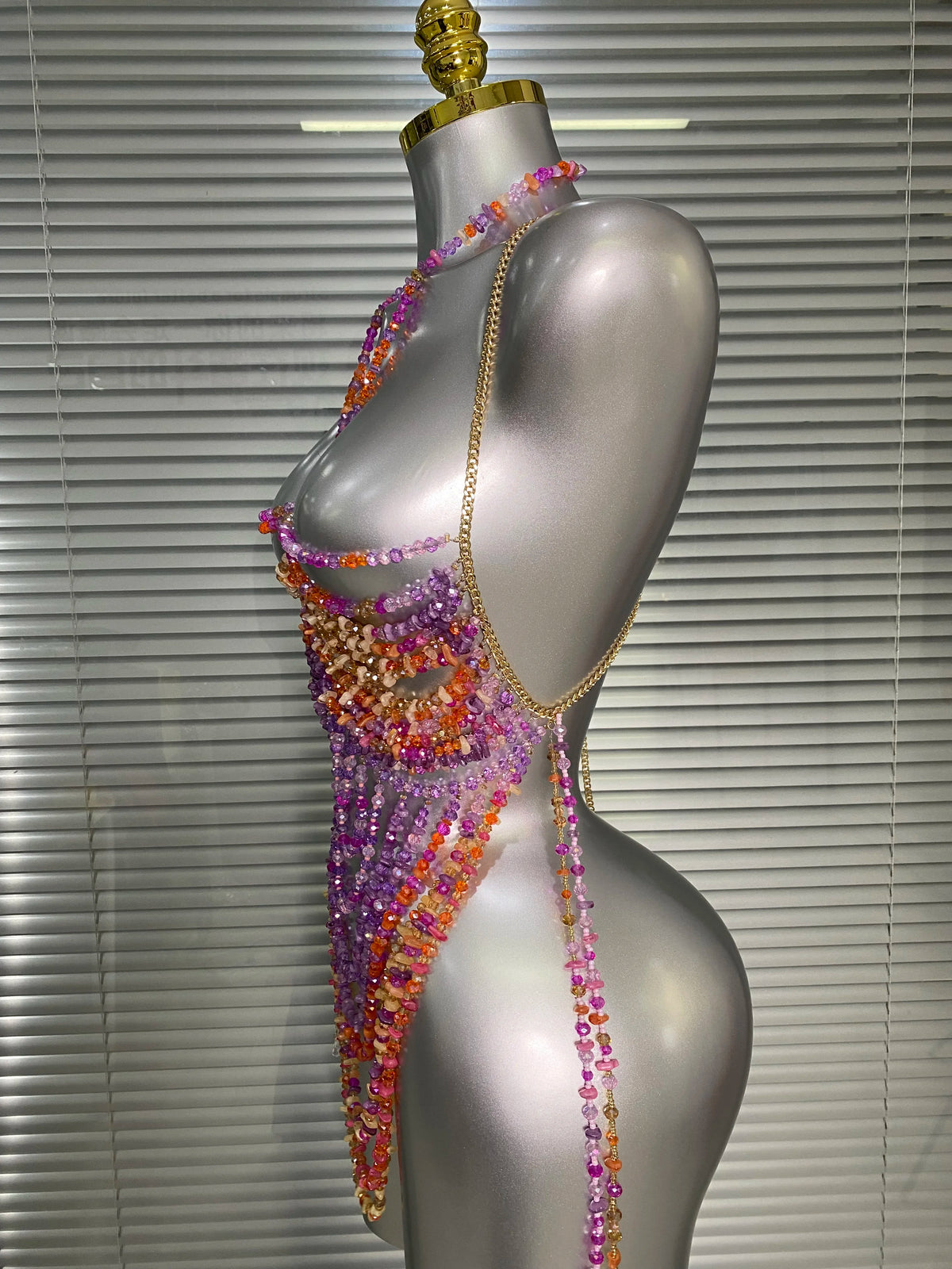 Crystal Rhinestone Tassel Body Chain Harness Bra for Women Multi-layer Shiny Gemstone Body Jewelry Sexy Halter Neck Bikini Chest