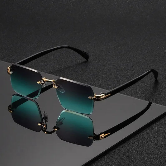 Rimless Sunglasses Rectangle Fashion Popular Women Men Shades Small Square Sun Glasses for Female Male Summer Traveling Oculos