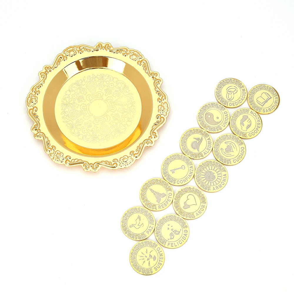 Custom Wedding Arras with Round Plate Matrimony Ceremony Arras De Boda Gift Set Mexican Wedding Accessories for Ceremony