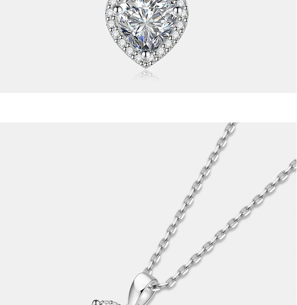 PERFANY 1CT Heart Cut Moissanite Necklace for Women S925 Pure Silver Sparkling Diamond Pendant Fashion Jewelry Party Gift