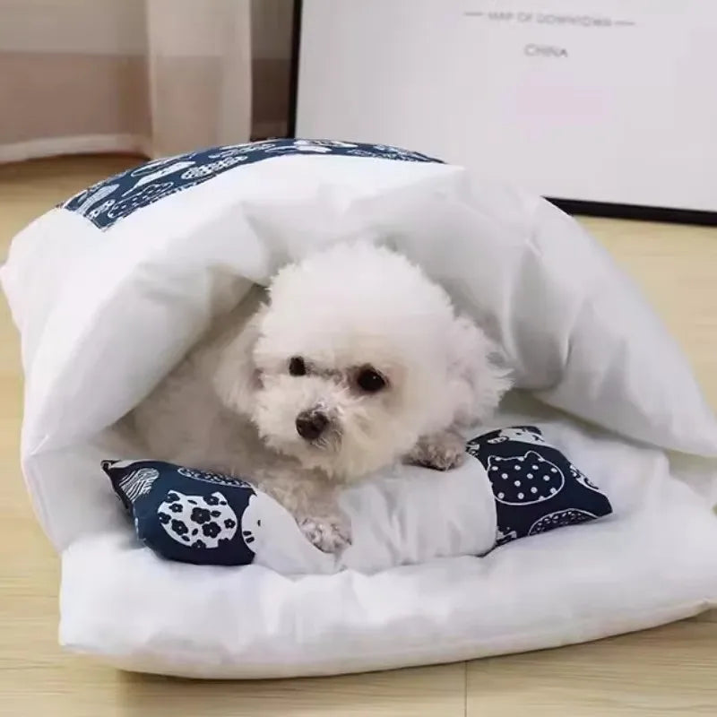 Winter Warm Cat Sleeping Bag Removable Cat Beds Deep Sleep Pet Dog Bed House Cats Nest Cushion with Pillow Cat Supplies