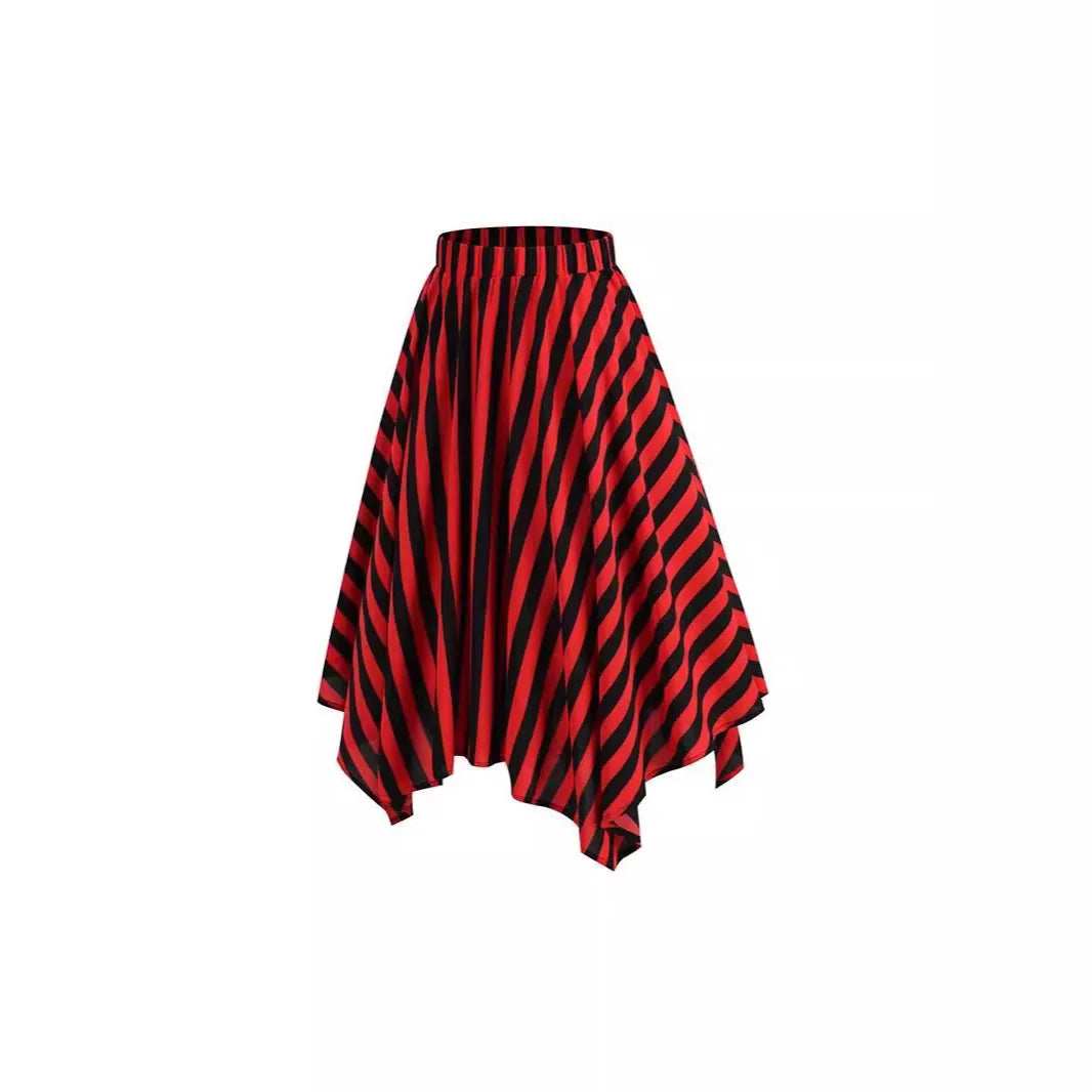 Halloween Pirate Costume Set Striped Pointed Skirt and Matching Striped Headscarf for Party