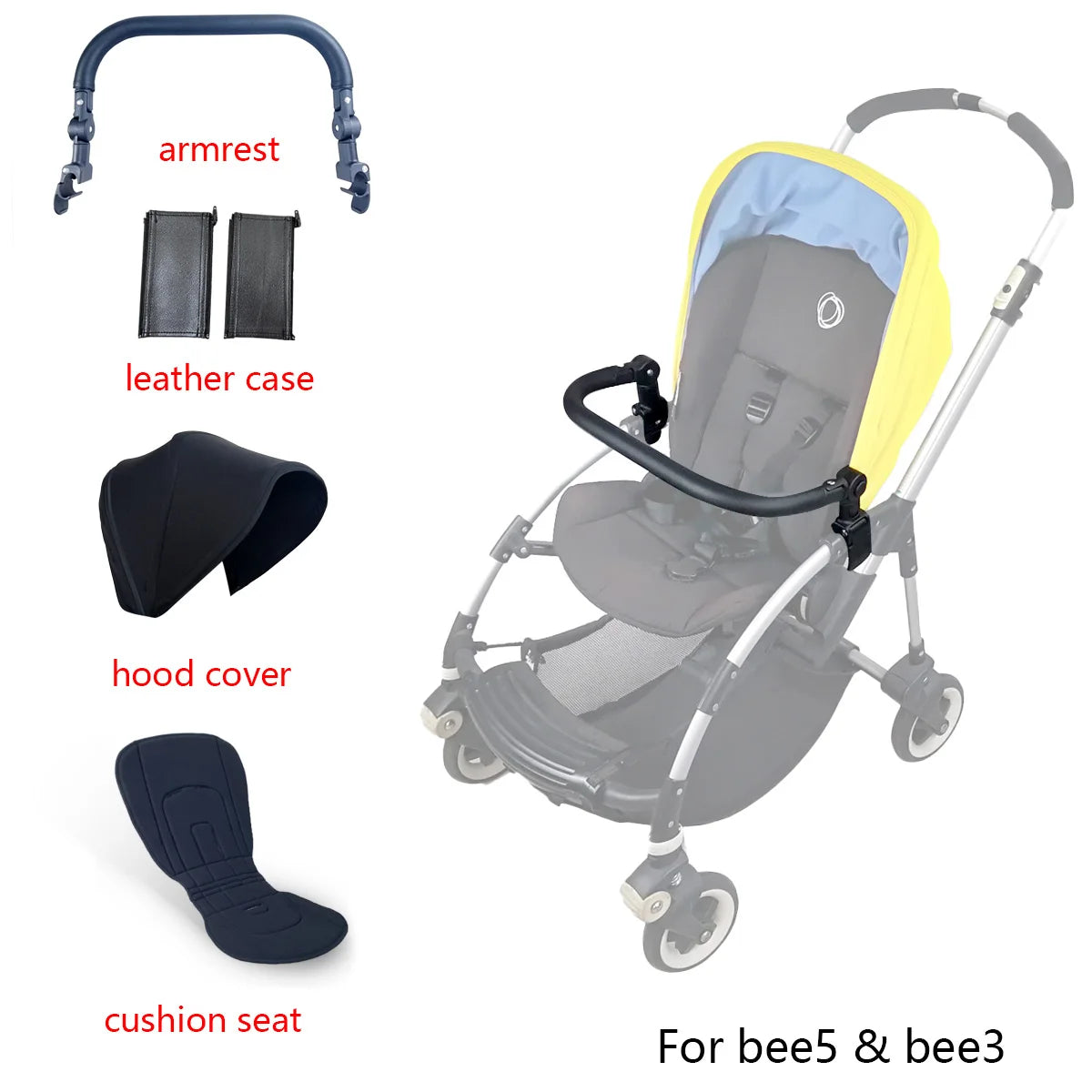 Baby Stroller Sun Shade Awning Canopy And Seat Cushion Armrest For Bugaboo Bee6 Bee5 Bee3 Baby Stroller Accessories