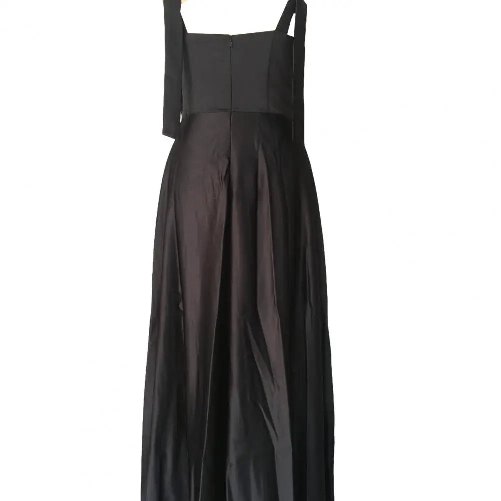 Square Neck Dress Elegant Satin Lace-up Wedding Dress with Bow Detail Square Neckline A-line Silhouette for Filming for Women