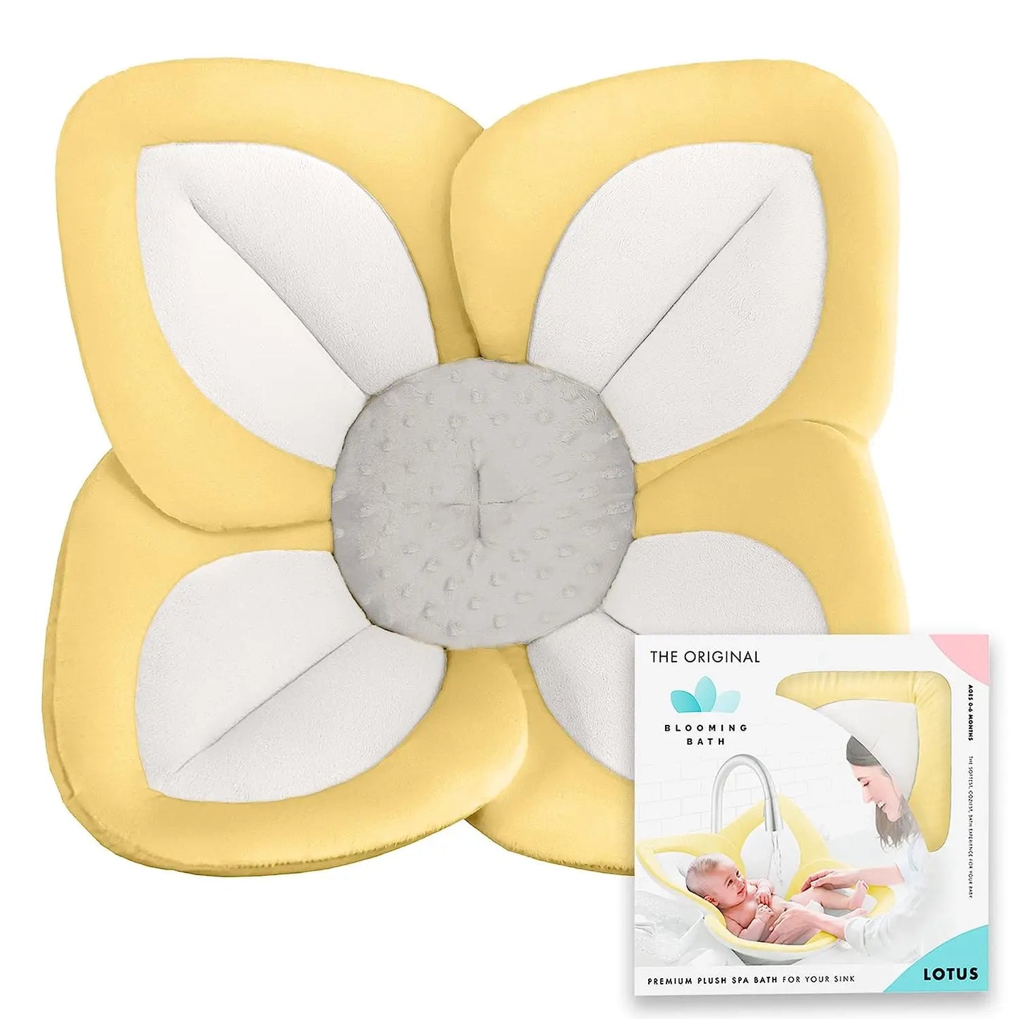 Blooming Bath Lotus Baby Bath Seat Plush Minky Baby Sink Bathtub Mat Cushion Safe Flower Seat for Newborns