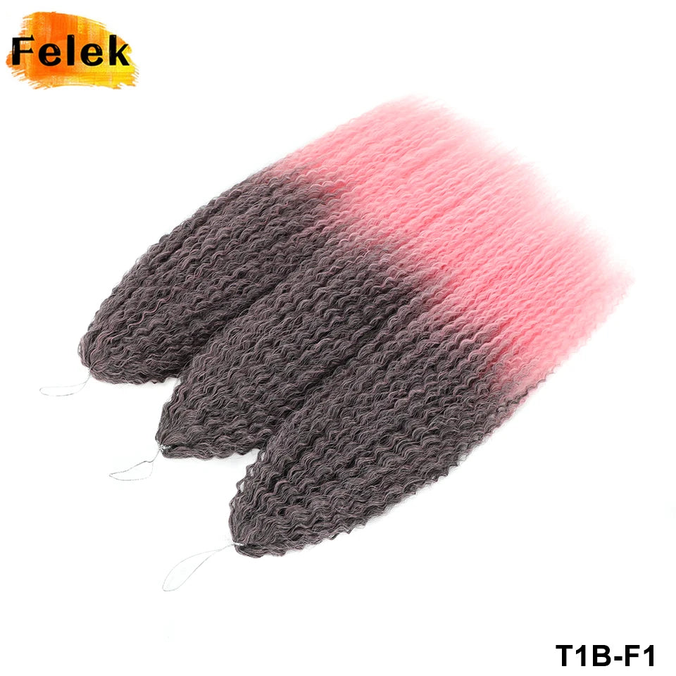 3-7Pcs Synthetic Brazilian Crochet Braids Hair for Women 20-28" Ombre White African Curls Kinky Curly Braiding Hair Extensions