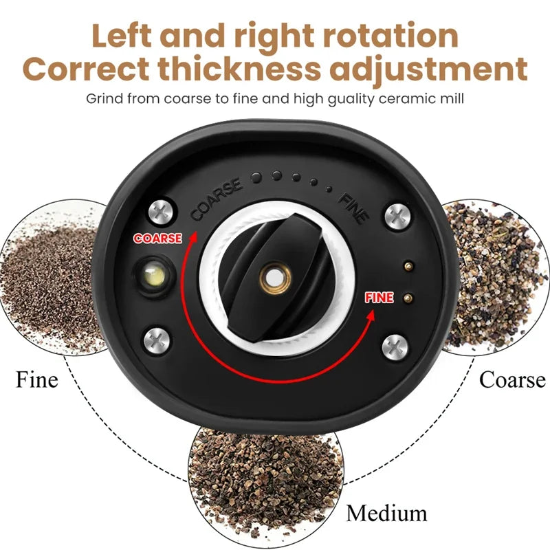 Electric Automatic Salt and Pepper Grinder Set with Led Light Grinder Set Spice Mill Adjustable Spices Grinder Kitchen Tools