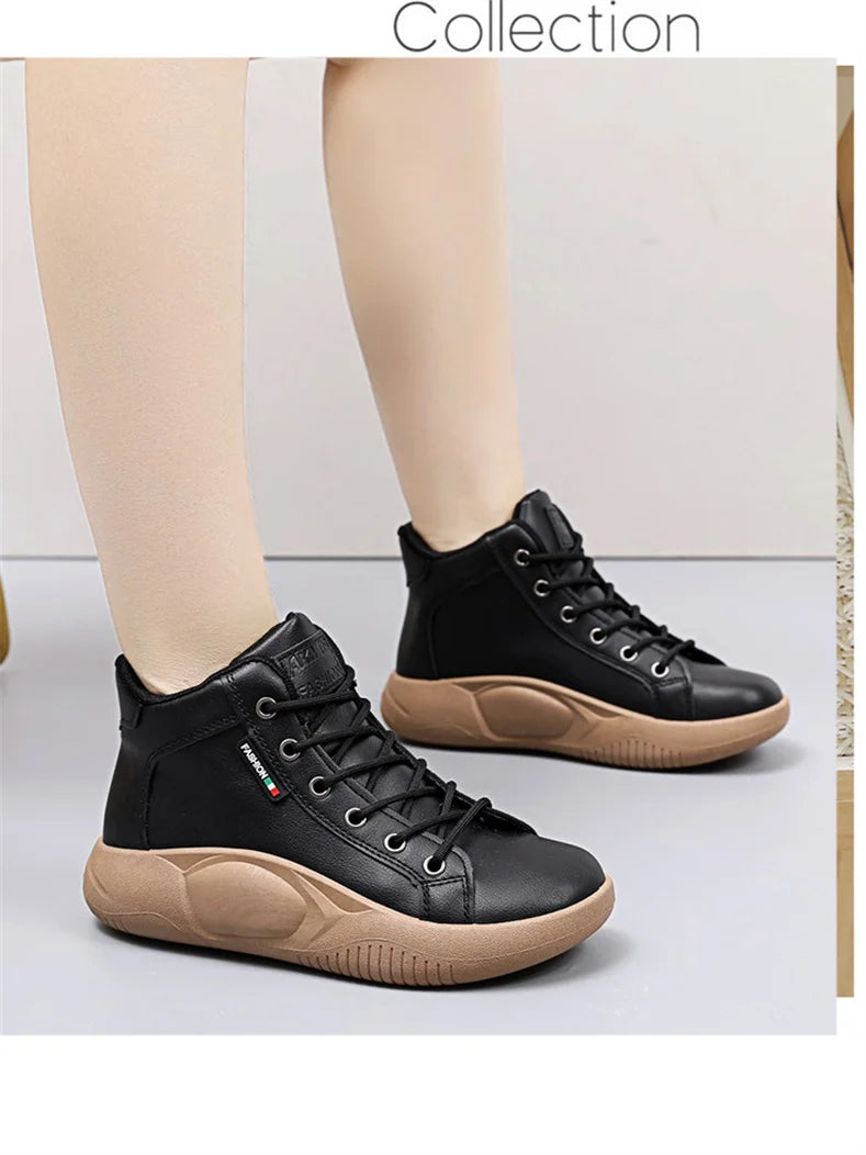CINESSD Version of High-top Shoes for Female Students Trend of Casual Running Shoe Comfortable Lace-up Sneakers Female Shoes