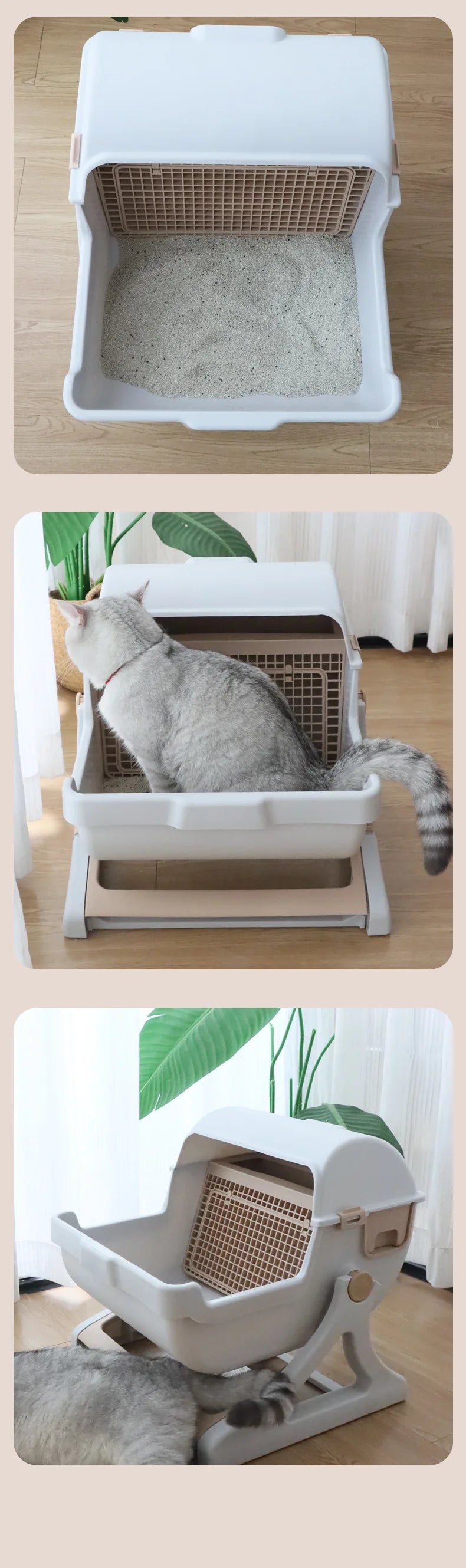 Semi-automatic Cat Litter Box Anti-splash Oversized Semi-closed Pet Toilet Lazy Cat Toilet Pet Products