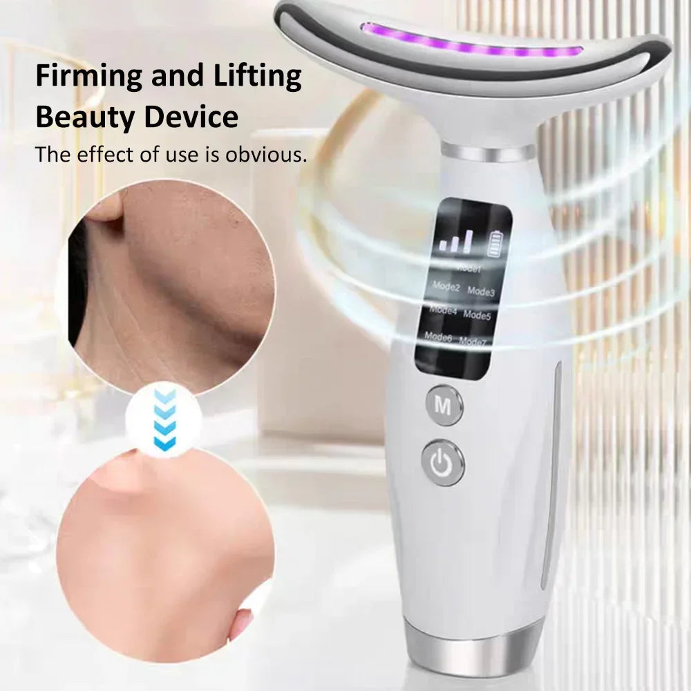 USB Rechargeable Anti Wrinkle Facial Massager 7color Neck Face Beauty Skin Tighten Facial Lift Device Reduce Double Chin Tool