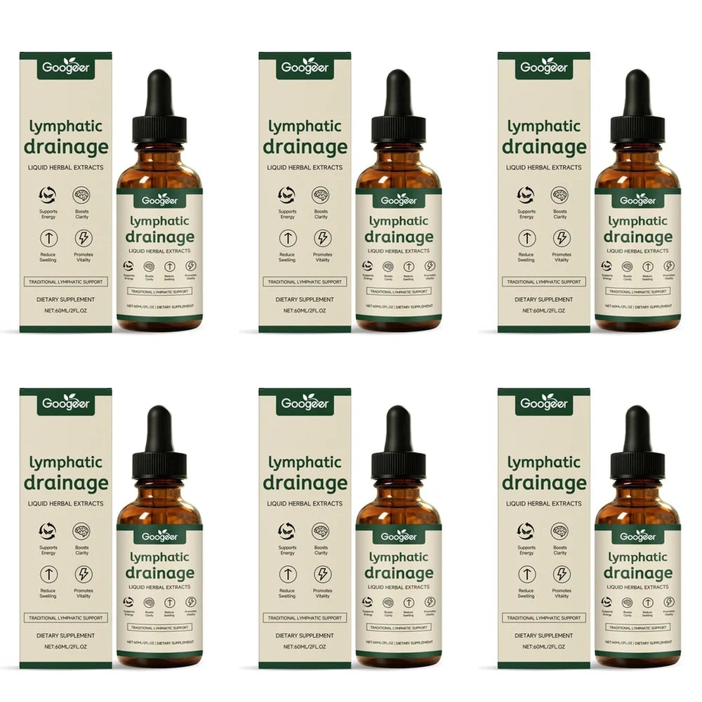 Googeer Lymphatic Drainage Drops for Bloat Relief & De-Puff, Lymph Node Detox Cleanse, Fluid Retention, Alcohol-Free 60 Servings