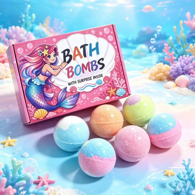 12pcs 60g Safe Natural Kids Bath Fizzies Surprise Hidden Toy Bubble Fizzy Ball Fun Bathtime Play Gift Set for Child