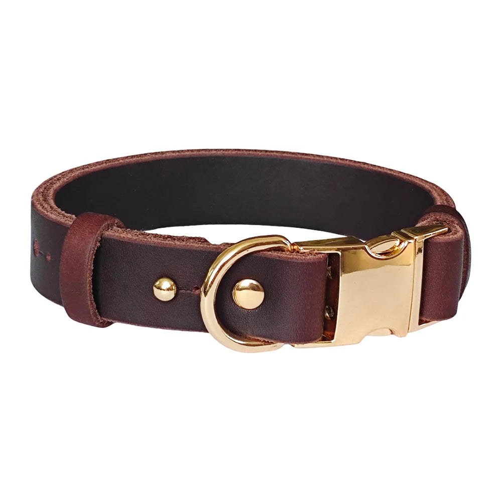 First-Layer Cowhide Dog Collar, 3 Sizes For Puppies/Small/Medium Dog, Soft Skin-Friendly Durable Outdoor Walking Dog Collar