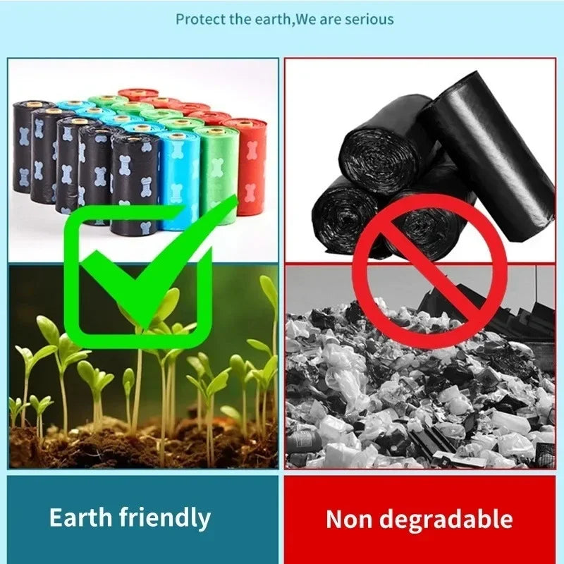 5/10/20/50rolls Random Color Cartoon Paw Graphic Dog Poop Bags Pet Poop Bags Leak-Proof Dog Waste Bags for Pet Supplies Tools
