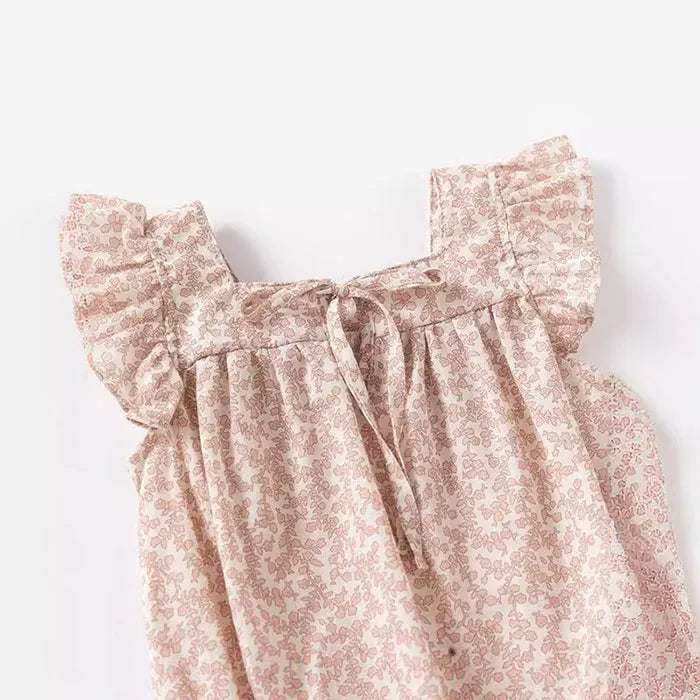 2025 New Summer Toddler Baby Girls Jumpsuit Flying Sleeve Cotton Flower Print Newborn Baby Girls Romper 0-24M Baby Clothing