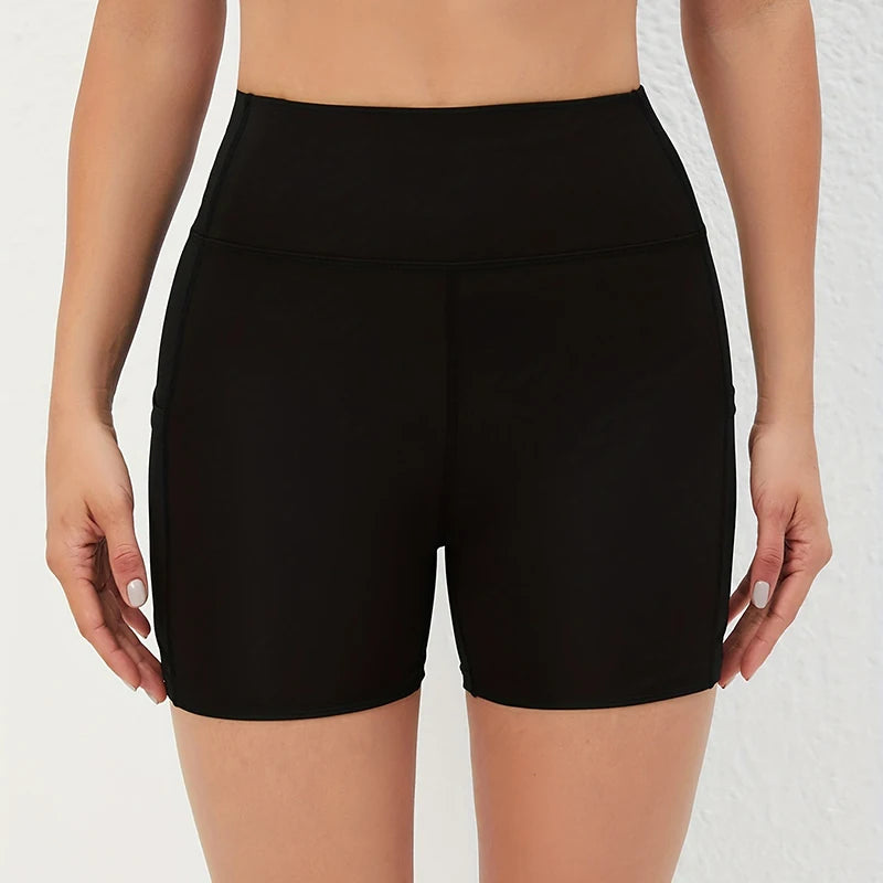 High Waist Push Up Fitness Sports Shorts Women 2026 Summer Quick Drying Pocket Cycling Shorts Woman Solid Tights Yoga Shorts