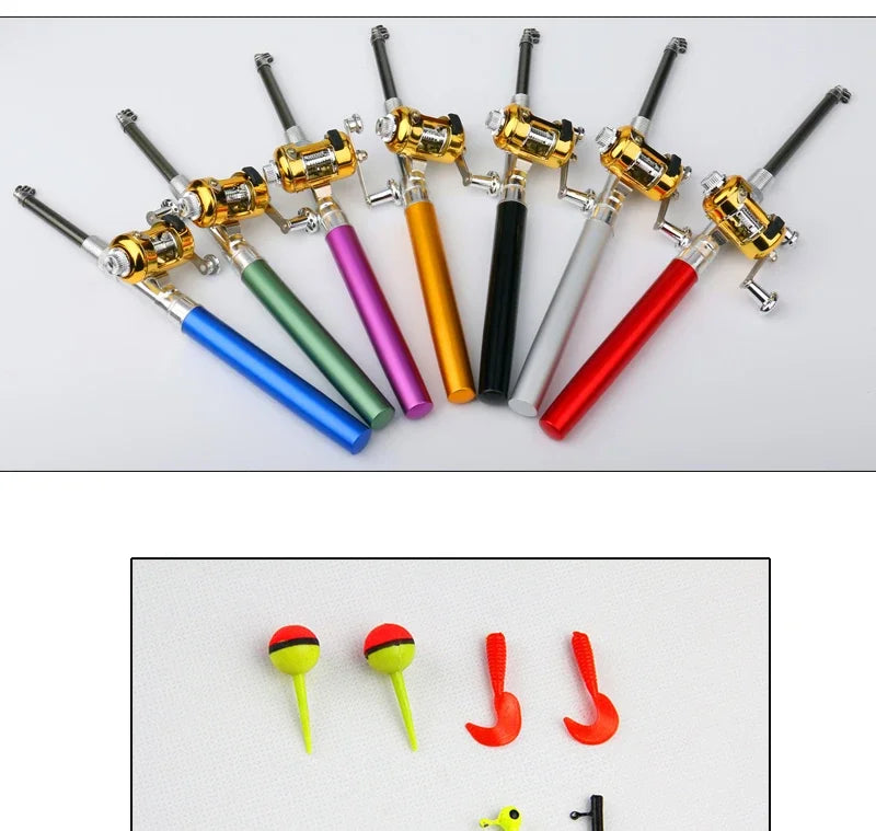 [Fish Rod+Reel+Line+Accessories] Pocket Fishing Rod Reel Full Kit Telescopic Mini Fishing Pole Pen Shape Folded Fishing Rod Kit