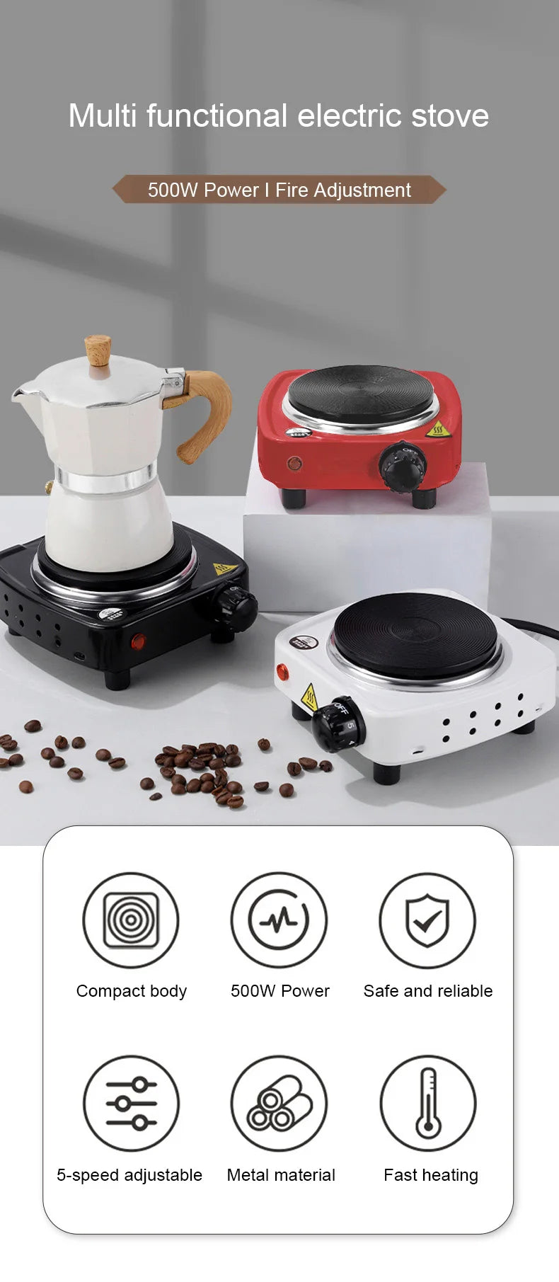 DMWD 110V Electric Hot Plate Mini stove Coffee Heater Milk Tea Mocha Heating Stove Cooking Pot Oven Small Furnace Cook US plug