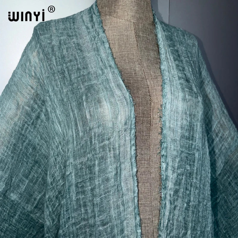 WINYI Women's Soft Cardigan Boho Maxi Dress Comfortable Loose beachwear Cover Up Kimono abaya dubai luxury  Party Africa Style