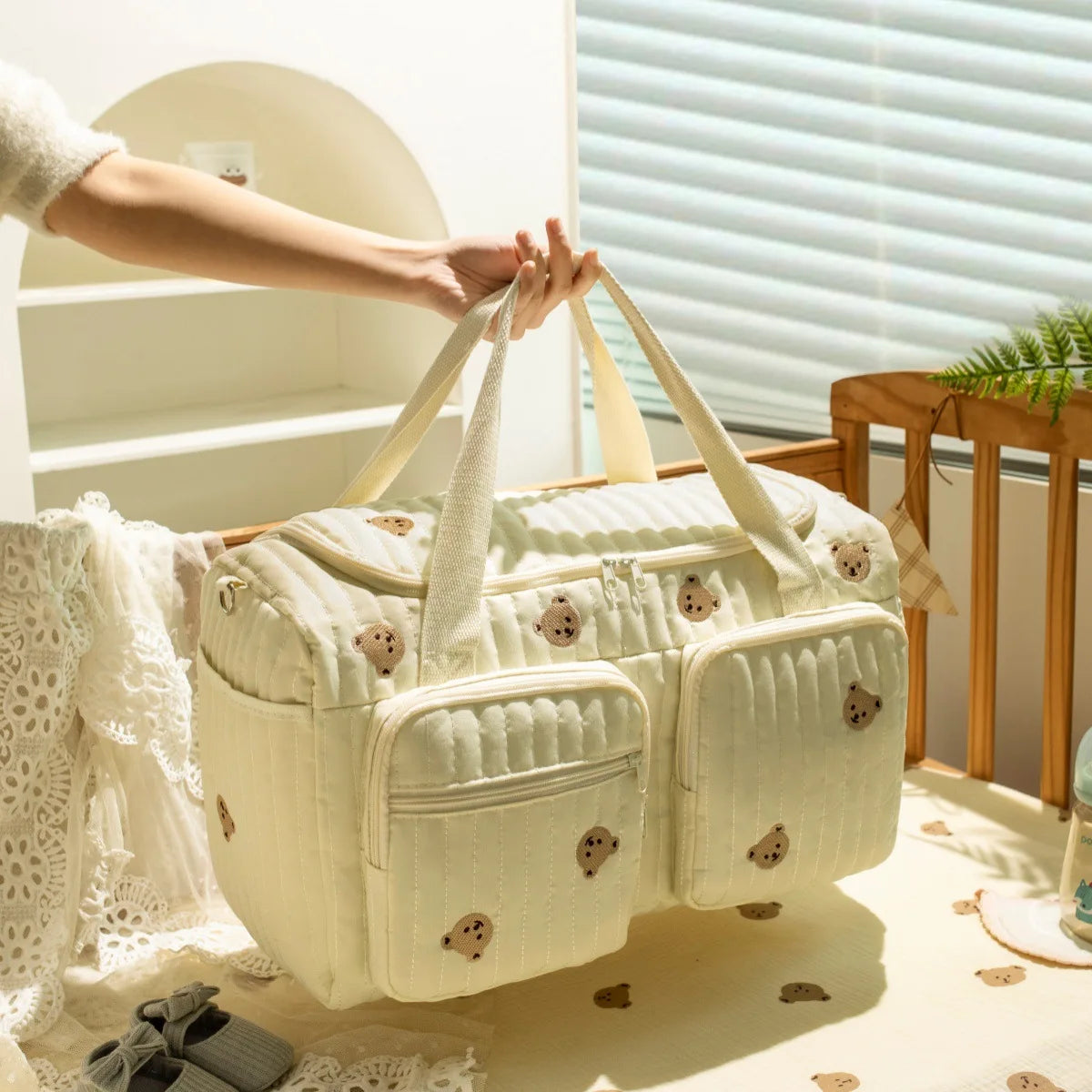 Large Capacity Mommy Bag for Women Totes Baby Diaper Nappy Bags Shoulder Cotton Ladies Maternity Shopping Bag