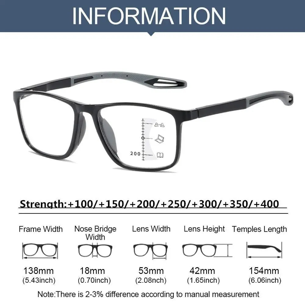 New TR90 Anti-blue Light Multifocal Reading Glasses Men Women Progressive Near Far Eyewear Ultralight Sports Farsight Eyeglasses
