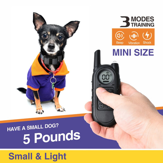 Bark Training Dog Collar Smallest & Lightest Rechargeable Anti Bark Collar/Training Collar Electric for Small Dogs 5-15lbs,