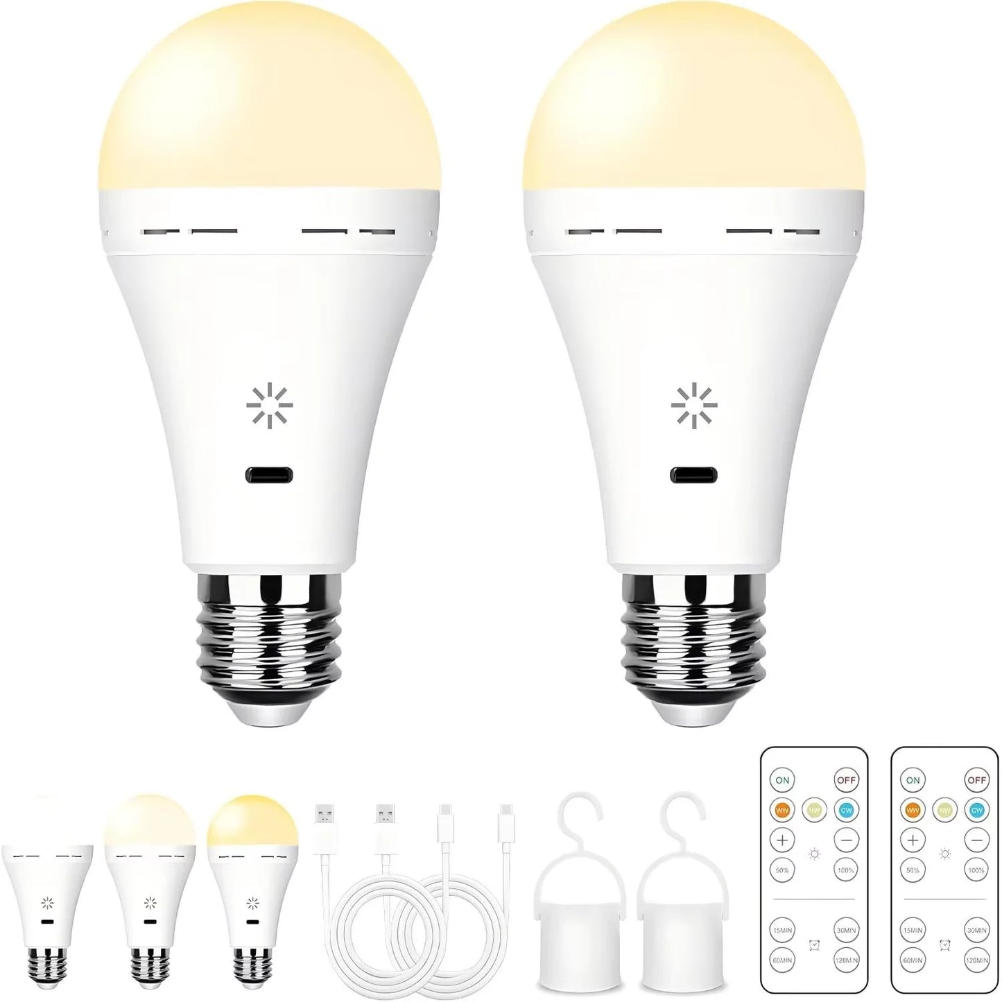 Rechargeable 2600mAh Light Bulb with Large Battery Backup – Perfect as Emergency Lights for Home Hurricane Preparedness&Outages