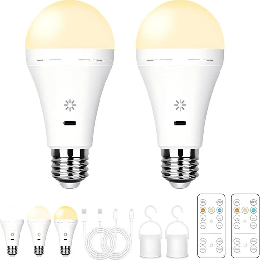 Rechargeable 2600mAh Light Bulb with Large Battery Backup – Perfect as Emergency Lights for Home Hurricane Preparedness&Outages