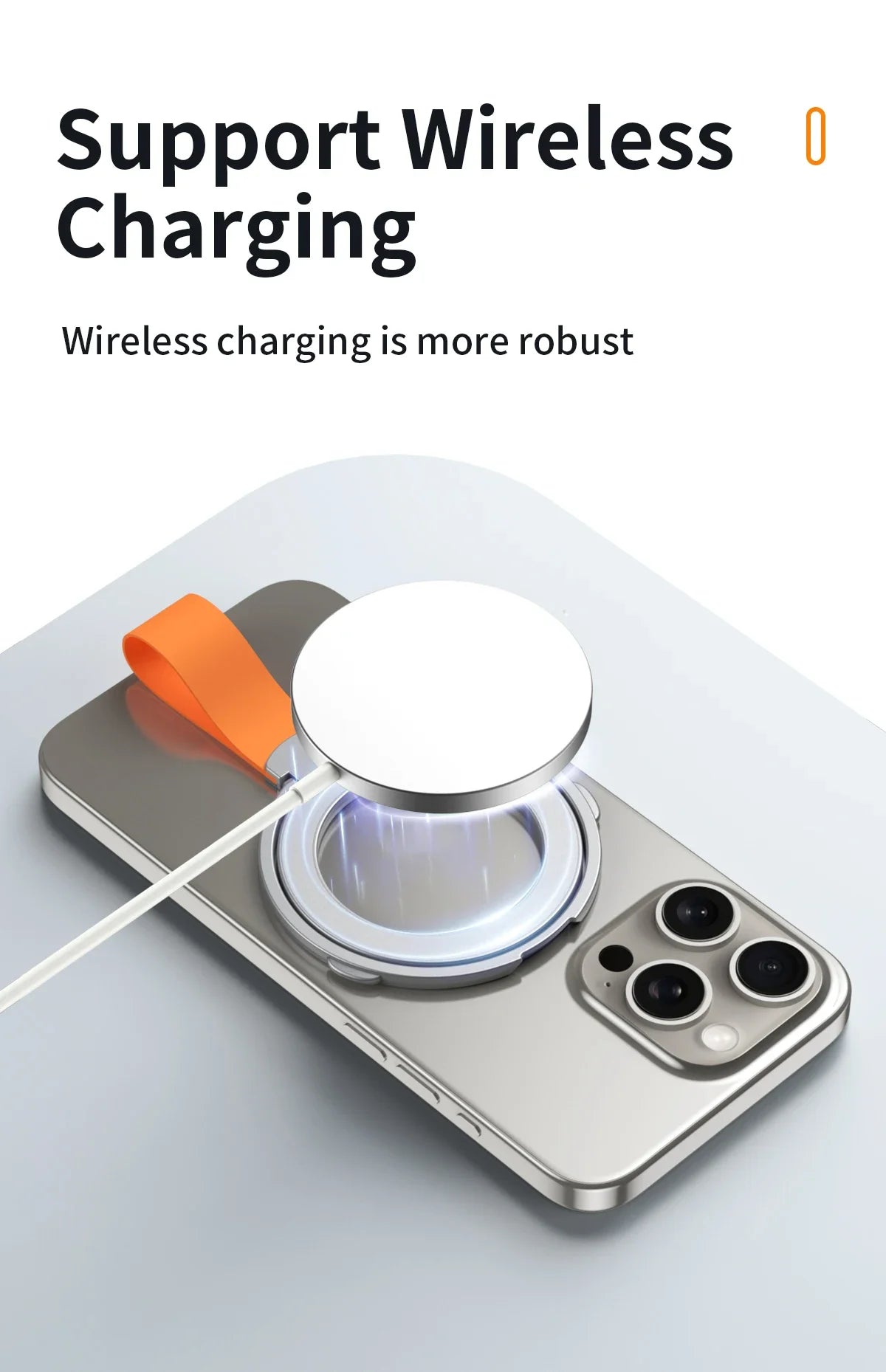 Magnetic Phone Ring Holder for iPhone Series MagSafe Stand Ultra-thin Folding Can Charge Wirelessly Grip With Lanyard Universal