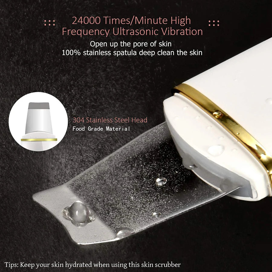 Ultrasonic skin scrub, facial skin cleansing, pore blackhead cleaning machine, and skincare tools for deep facial cleansing