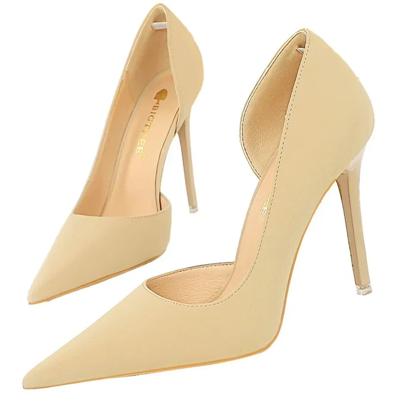 2025 New Women 11cm High Heels Wine Green Pumps Plus Size 34-43 Stripper Evening Orange Heels Lady Wedding Bridal Scarpins Shoes