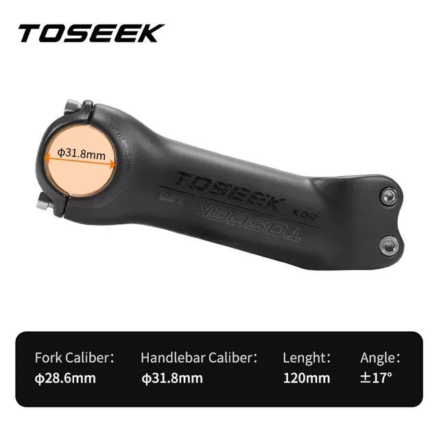 TOSEEK K04 Carbon Stem 6/17Degree Mountain Bike Stem 31.8mm Handlebar Stems 70/80/90/100/110/120/130mm Black Matt Bicycle Parts