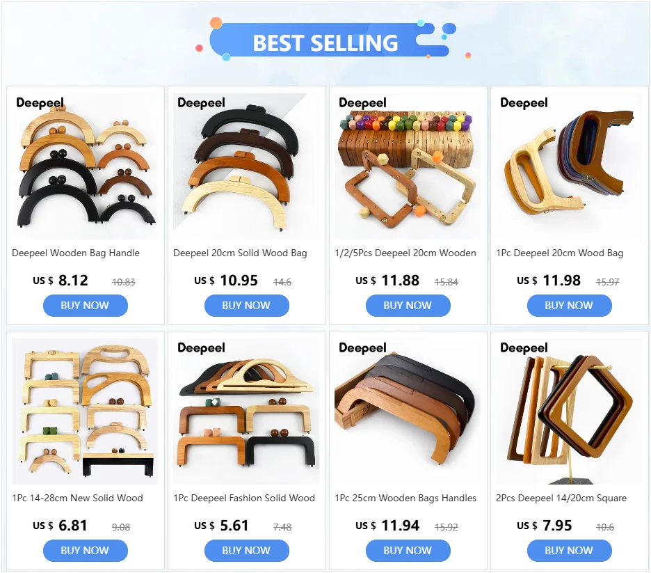 Deepeel Wooden Bag Handle 14/20cm Purse Frames Kiss Clasp for Handbags Wallet DIY Handmade Sewing Brackets Bags Accessories
