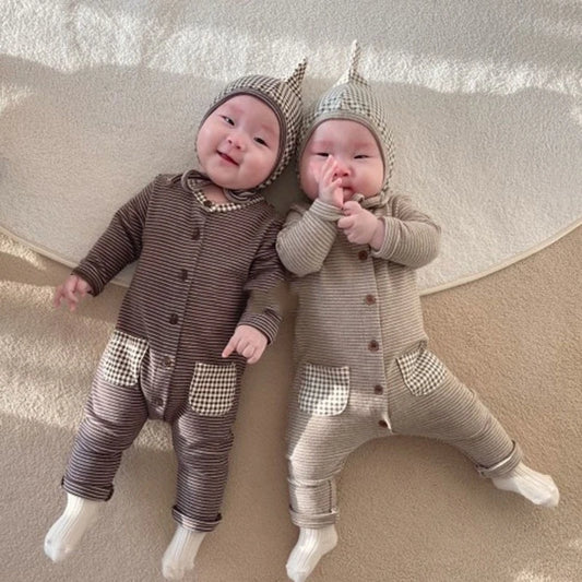 HY2570 Korean Style Baby Romper Suit for Newborns Comfortable Striped Base Layer Crawling Clothes Baby Clothing Toddler Outfits