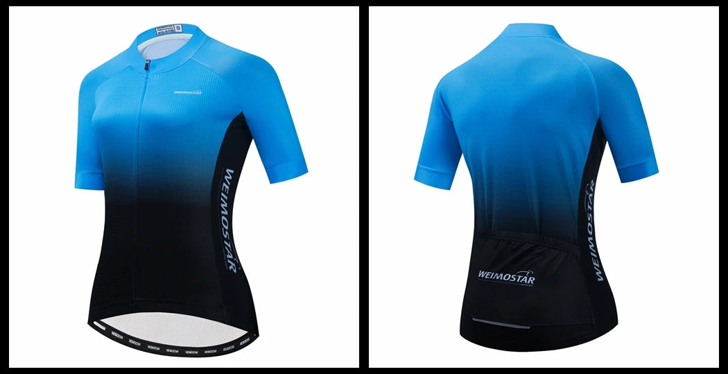 Blue Black Womens Cycling Jersey Pro Team Cycling Clothing Summer MTB Bike Jersey Breathable Bicycle Shirt Maillot Ciclismo