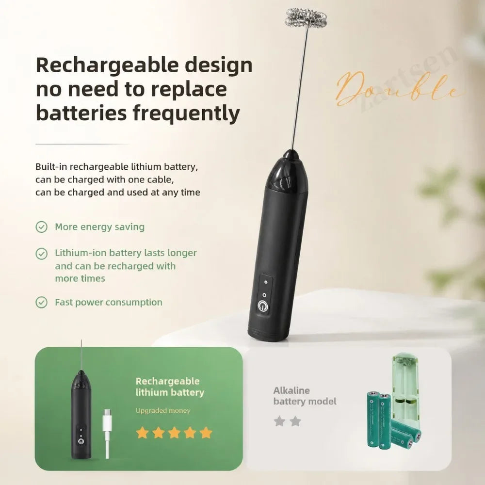 Handheld Electric Milk Frother Mini Coffee Foam Maker Portable Milk Whisk Mixer for Home Latte Cappuccino