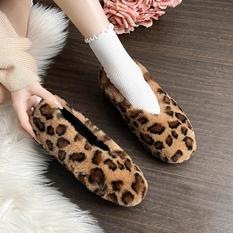Women's Shoes 2025 New Style Warm Mink Wool Fleece Soft-soled Bean Shoes, Plus-size Women's Shoes43 Mom Shoes Luxury Shoes Women