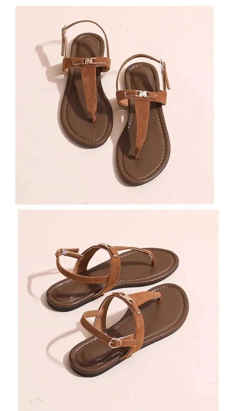 2025 Women's Shoes Fashion Daily Sandals Women Buckle Strap Flat With Outdoor Open Toe Female Shoe