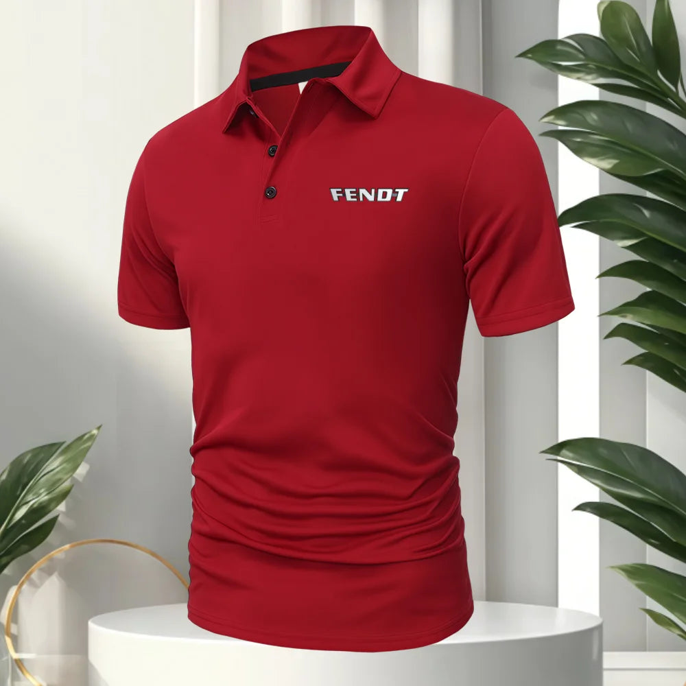 FENDT LOGO Splice New Men's Business Casual Short Sleeved Shirt Polo Shirt Fashionable Breathable Comfortable Versatile Top
