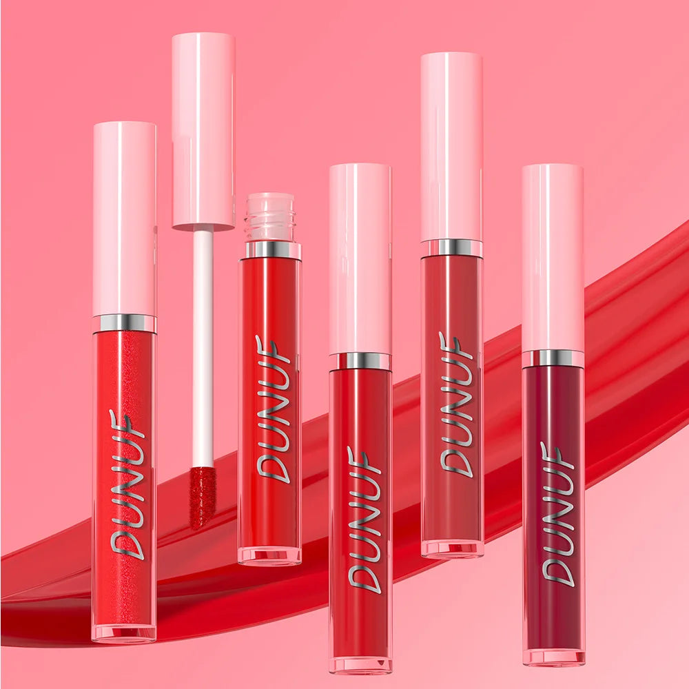 DUNUF High Quality Mirror Gloss Herorange Lipstick Lip Gloss Make-up Lightly Glass Moisturizing Plump Lip stick Lipgloss Gifts