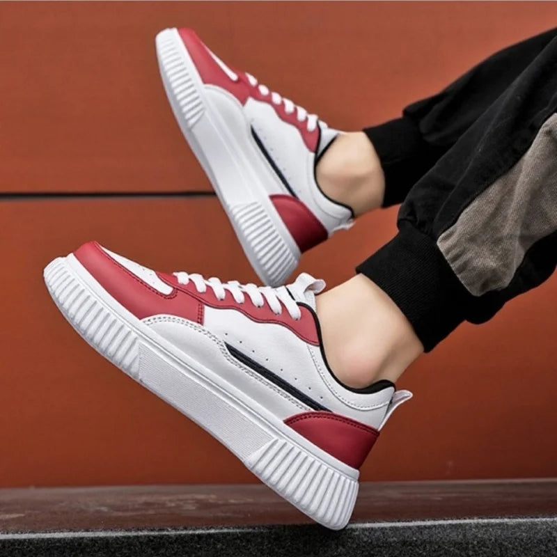 YRZL Fashion Leather Men Casual Shoes Lightweight Running Shoes Platform White Sneakers Outdoor Breathable Sport Shoes Shoes