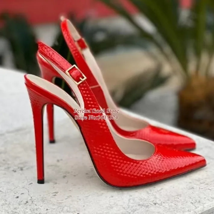 Yellow Snakeskin Slingback Pumps Pointy Toe Shallow Stiletto Heels Dress Shoes Cut-out Heels Women Shoes 12Cm 10Cm 8Cm