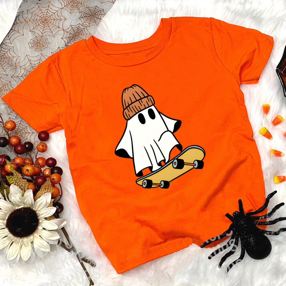 Child Halloween Outfit T-shirt Funny Print Girl Boys T Shirt Fall Festive Shirt Kids Tshirt Clothes Halloween Party Toddler Tops