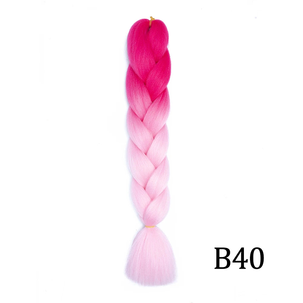 Synthetic 24Inch Long Jumbo Braids Extensions Yaki Straight Braiding Hair Afro Ombre Color Hair for Women