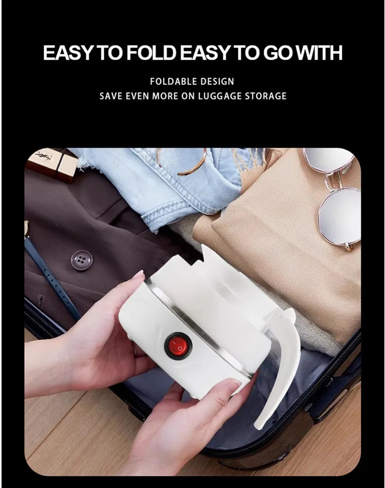 JFBONIN 0.6L Mini Folding Kettle Portable Water Heater 600W Silicone Compression Electric Kettle Home Kettle Easy To Travel