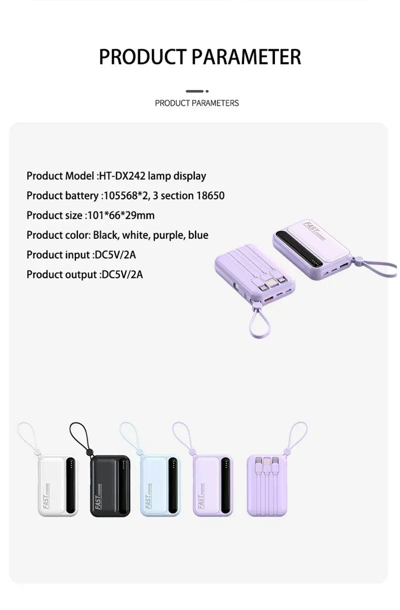 Lenovo 30000mAh Power Bank BuiIt in 4 Lines Super Fast Charging Large Capacity Portable External Battery for All Phones Android