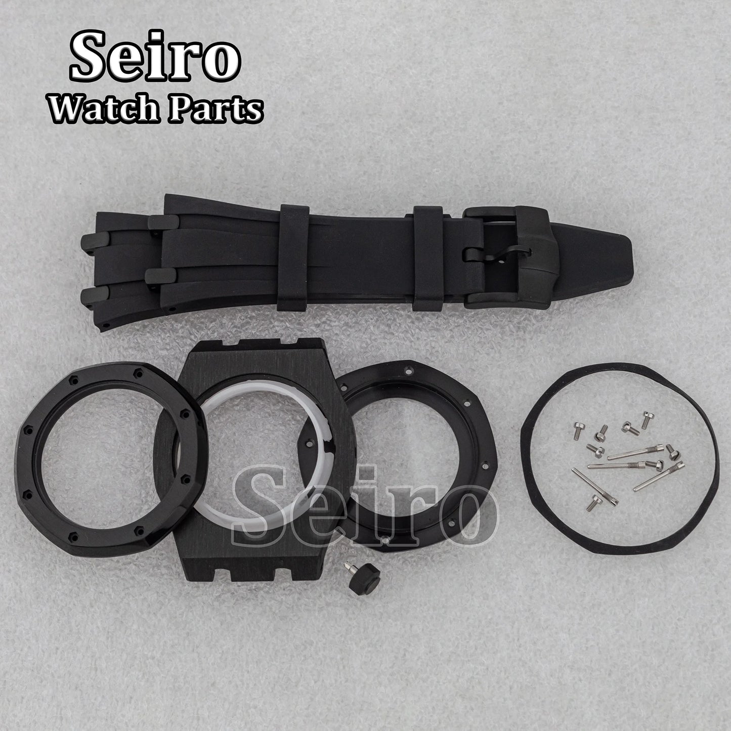 42mm Octagon Watch Case Rubber Strap Sapphire Crystal 10bar for 31.8mm Dial Royal Oak NH35 NH36 Movement Watch Modified Parts