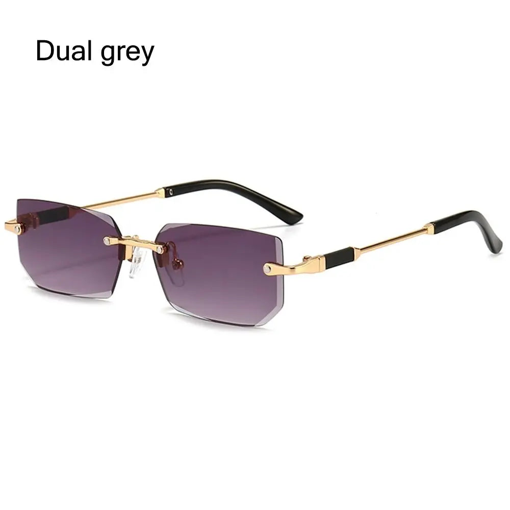 Retro Rimless Sunglasses for Women Men Trendy Frameless Rectangle Sun Glasses Retro Shades Fashion Summer Travel UV400 Eyewear
