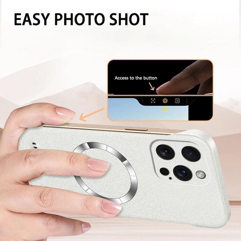 Magnet Frameless Sand Rock Matte Case For Magsafe iPhone 17 Air 16 16E 15 14 13 12 11 Pro X XR XS Max Plus Mini Ultra Thin Cover