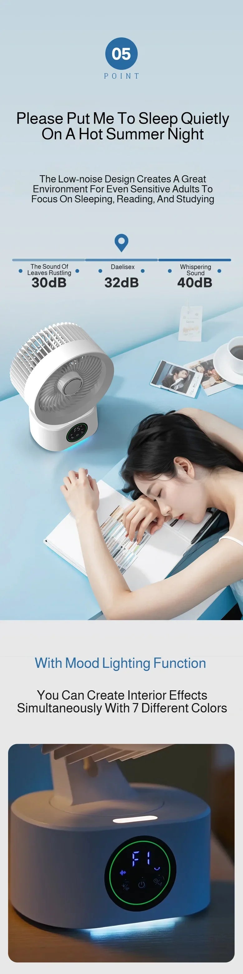 Portable Wall-Hanging Fan With Remote Control Smart Voice Rechargeable USB Household Electric Folding Fan Nightlight Air Cooler